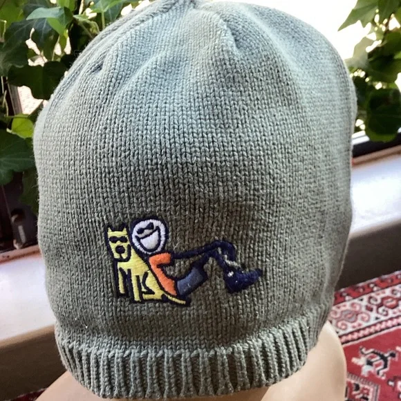 Cozy Beanie with Embroidered Design - Olive - Picture 1 of 3